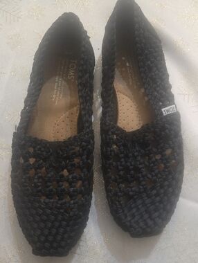 Toms Black Woven Slip-On Flats